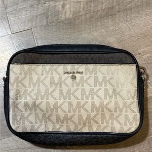 Michael Kors Black and Tan Messenger Bag